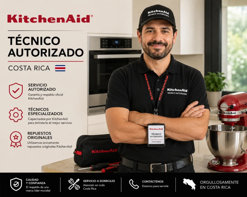 Técnico KitchenAid realizando mantenimiento preventivo en Costa Rica