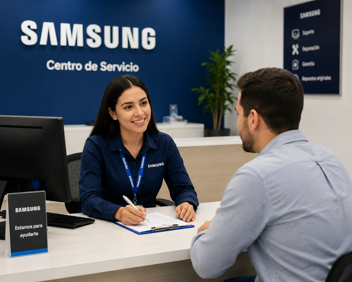 Técnico autorizado Samsung documentando una reparación en Costa Rica